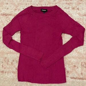 Express Pink Stretch Knit Top Medium